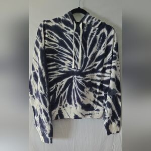 NWT Lucky Brand Chill At Home Blue/White Tie Dye Hooded Sweatshirt Size Large